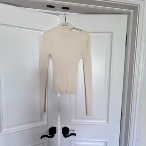 Lovers + Friends Ivory Ribbed Cut out Mock Neck sweater Large